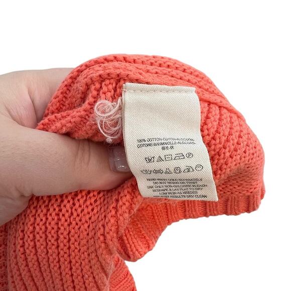 Free People La Brea Sweater V-Neck Ribbed Cuffed Sleeve Coral Orange Size Large - Picture 12 of 13